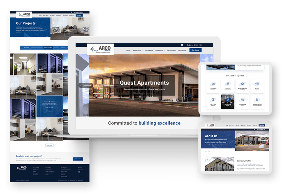 Conkoberta created the website for construction company ARCO to present their services